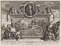 KG 14979
<br/>
Frontispiece and its Explanations uit de prentenserie Illustrations for Samuel Butler's 'Hudibras'
<br/>
<em>Hogarth, William (1697 - 1764)</em>